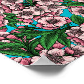 Cherry Blossom op blauw Poster (Hoek)