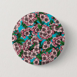 Cherry Blossom op blauw Ronde Button 5,7 Cm