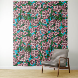 Cherry Blossom op blauw Wandkleed