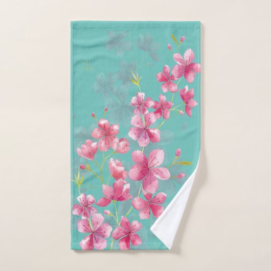 Cherry Blossom op Blauwgroen handdoek (Handdoek)