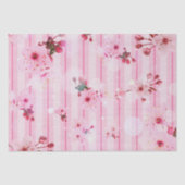 Cherry Blossom op roze gestreept patroon Tissuepapier (Voorkant)