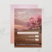 Cherry Blossom Orchard Tree Wedding RSVP Card Kaart (Voorkant / Achterkant)
