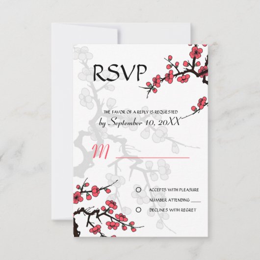Cherry Blossom Oriental invitation RSVP (Devant)