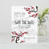Cherry Blossom Oriental Wedding Save the Date (Staand voorkant)