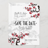 Cherry Blossom Oriental Wedding Save the Date (Voorkant / Achterkant)