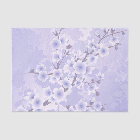 Cherry Blossom Paars Floral Tissuepapier (Voorkant)