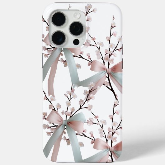 Cherry Blossom Pastel Bow iPhone 15 Pro Max Coque (Verso)