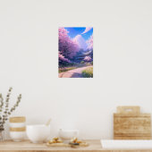 Cherry Blossom Path to Traditional Inn Poster (Keuken)