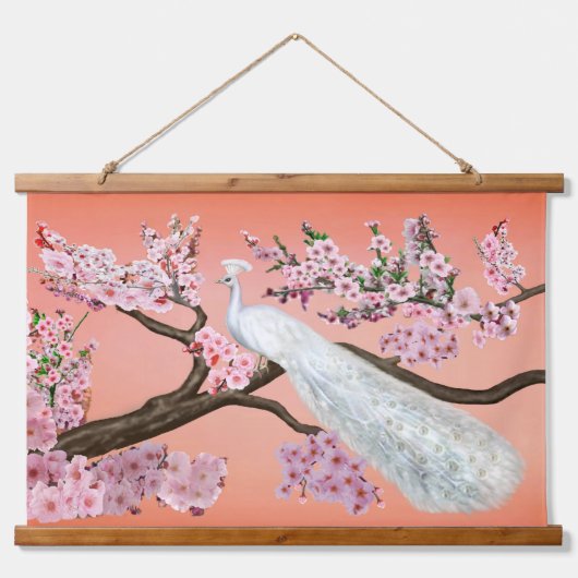 CHERRY BLOSSOM PEACOCK HANGEND WANDKLEED (Voorkant)