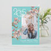 Cherry Blossom Photo Afstuderen Announement Kaart (Staand voorkant)