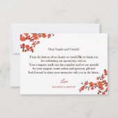 Cherry Blossom Photo Chinese Wedding Bedankkaart (Achterkant)