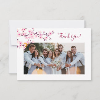 Cherry Blossom Photo Wedding Thank You Card Bedankkaart