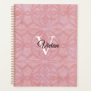 Cherry Blossom Pink Batik Élégant Nom du monogramm