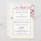 Cherry Blossom Pink Beige Wedding Kaart (Voorkant)