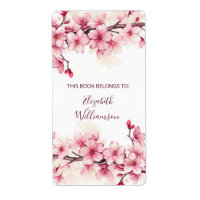 Cherry Blossom Pink Floral Bookplate