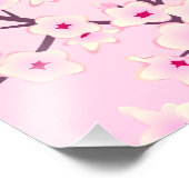 Cherry Blossom Pink Floral Butterflies Foto Afdruk (Hoek)