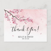 Cherry Blossom Pink Floral Weddenschap Bedankt Briefkaart (Voorkant)
