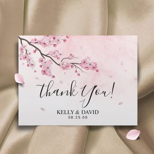 Cherry Blossom Pink Floral Weddenschap Bedankt Briefkaart