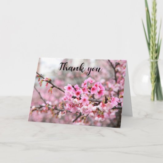 Cherry Blossom Pink Floral Wedding Dank u Bedankkaart (Voorkant)