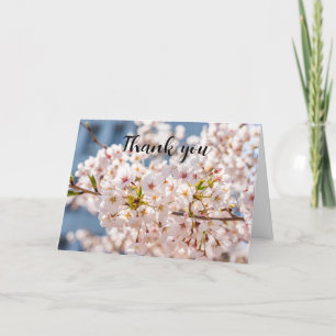 Cherry Blossom Pink Floral Wedding Dank u Bedankkaart