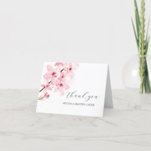 Cherry Blossom Pink Floral Wedding Dank u Bedankkaart