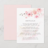 Cherry Blossom Pink Floral Wedding Guest Details E Informatiekaartje (Voorkant / Achterkant)