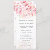 Cherry Blossom Pink Floral Wedding Programma (Voorkant / Achterkant)