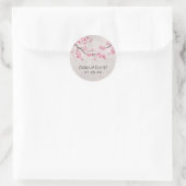 Cherry Blossom Pink Floral Wedding Ronde Sticker (Tas)