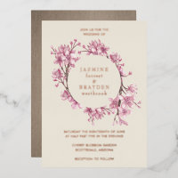 Cherry Blossom Pink Floral Wedding Roos Gold