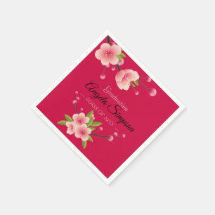 Cherry Blossom Pink green floral Graduparty Servet