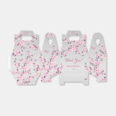 Cherry Blossom Pink Grey | Baby shower Hartelijk d Bedankdoosjes (Uitgevouwen)