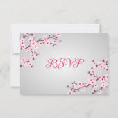 Cherry Blossom Pink Grey Baby shower RSVP (Achterkant)