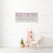 Cherry Blossom Pink Grey Custom Baby shower Spandoek (Insitu)