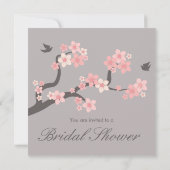 Cherry Blossom Pink/Grey Vrijgezellenfeest Invite Kaart (Achterkant)