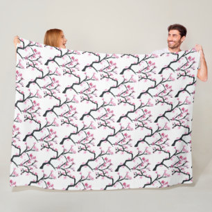 Cherry Blossom Pink Japans Sakura Kawaii Fleece Deken