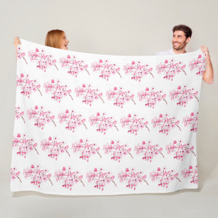 Cherry Blossom Pink Japans Sakura Kawaii Fleece Deken