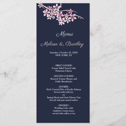 Cherry Blossom Pink marvy floral WeddenMenu Programma (Voorkant)