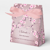 Cherry Blossom Pink Mauve Glitter Custom Birthday Bedankdoosjes (Voorkant Zijde)