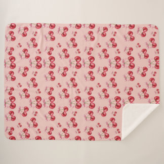 Cherry Blossom Pink Pattern Sherpa Fleece Blanket Deken