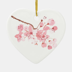 Cherry blossom Pink Sakura Waterverf Floral Ceram Keramisch Ornament