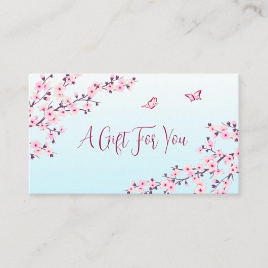 Cherry Blossom Pink Turquoise Gift Card Visitekaartje (Voorkant)
