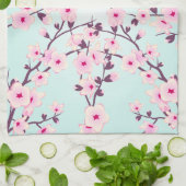  Cherry Blossom Pink Turquoise Theedoek (Gevouwen)