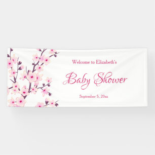 Cherry Blossom Pink White   Aangepast Baby shower Spandoek