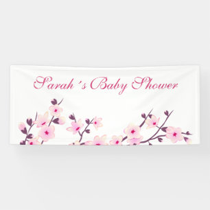 Cherry Blossom Pink White Baby shower Spandoek