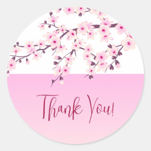 Cherry Blossom Pink White - Bedankt Ronde Sticker