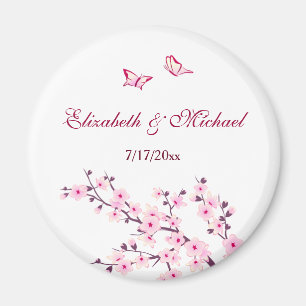 Cherry Blossom Pink White bespaart de datum Magnet Magneet