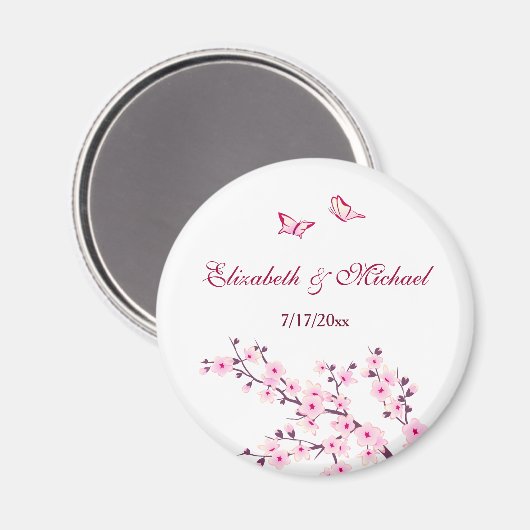 Cherry Blossom Pink White bewaart de datum Magnet Magneet (Voorkant / Achterkant)