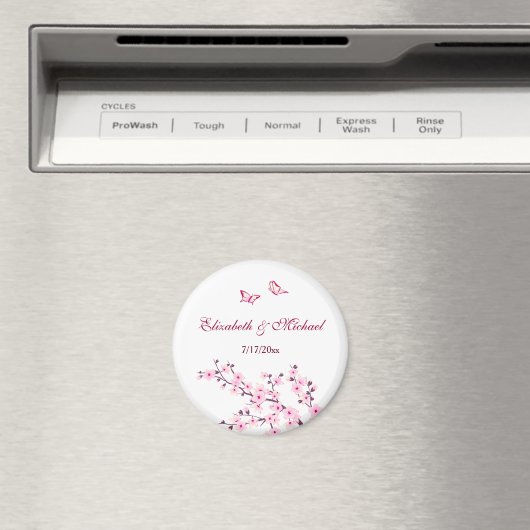 Cherry Blossom Pink White bewaart de datum Magnet Magneet (Insitu (Vaatwasser))