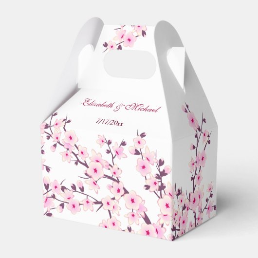 Cherry Blossom Pink White Custom Wedding Bedankdoosjes (Voorkant Zijde)