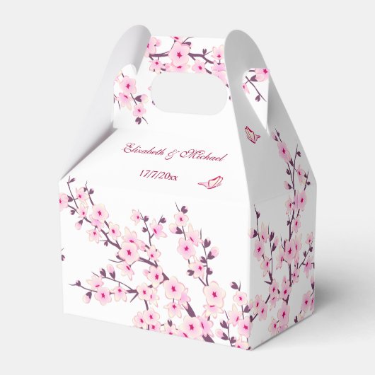 Cherry Blossom Pink White Custom Wedding Bedankdoosjes (Voorkant Zijde)
